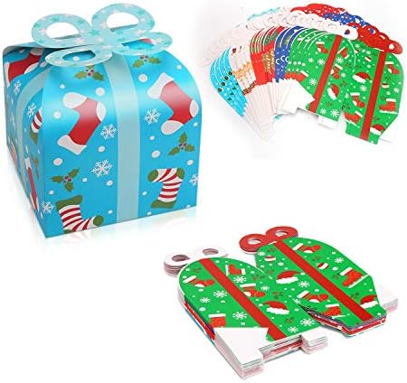 Локипа Божиќ Крафт Добри Кутии За Подароци, 24 Божиќна Хартија За Забави Третирајте Бонбони Кутии со Лак За Божиќна Корист