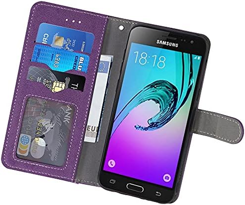 Компатибилен Со Samsung Galaxy J3 /J 3 V/J36V/Sky/Amp Prime Паричник Случај И Калено Стакло Заштитник На Екранот Флип Капак