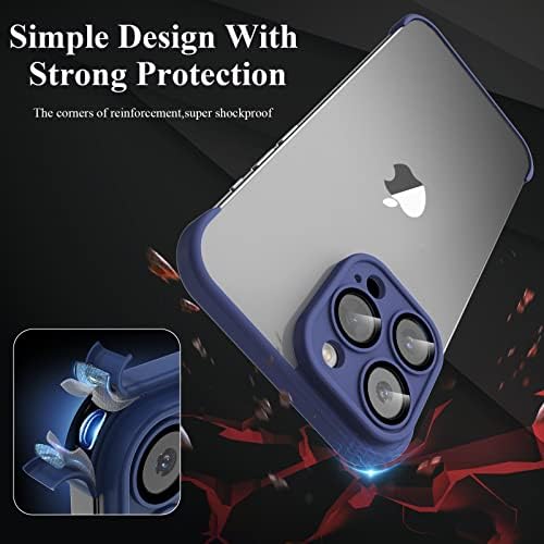 Imhml Случај Без Рамка за iPhone 14 Pro Max Заштитник На Објективот На Камерата Со Заштитник На Екранот Калено Стакло, Тенок