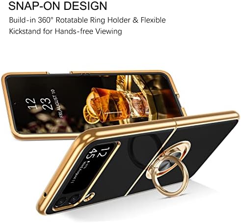 SAMSUNG Galaxy Z Flip 4 5g Случај Со Држач За Прстен Kickstand 360 Степен Ротација Магнетен Автомобил Прст Мек Tpu Тенок Телефонски