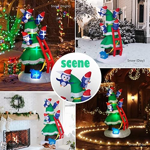 Вивохом Божиќно предводено осветлена 6,9 метри долга надувување Дедо Мраз на санки со ирдери и кутии за подароци и 8ft Висина на надувување на новогодишно дрво со пин?