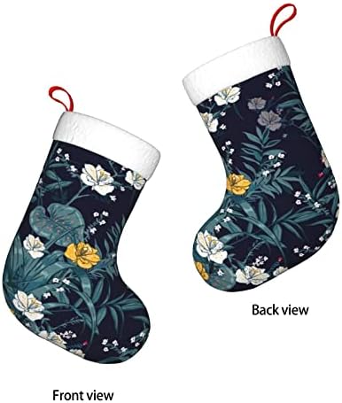 Божиќни чорапи на Аугенстер, морнарица Хибискус тропски цветни двострани камин што виси чорапи