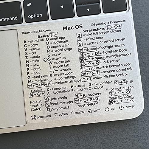 SynerLogic Mac OS кратенка на тастатура Транспарентна винил налепница, лепило без престој, компатибилен со MacBook Air/Pro/IMAC/Mini