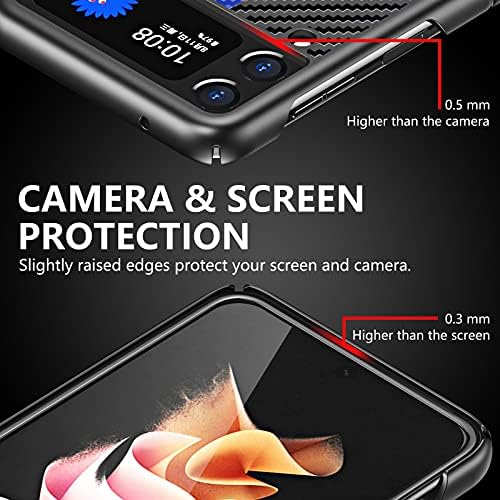 З Флип 4 Тенок Случај За Футрола Samsung Galaxy Z Flip4 5G, Кожен Капак Од Јаглеродни Влакна, Целосна Заштита, Силна Отпорност