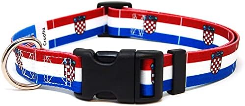 Хрватска јака за кучиња | Хрватска знаме | Брза за брзо ослободување | Направено во NJу ерси, САД | За дополнителни големи кучиња