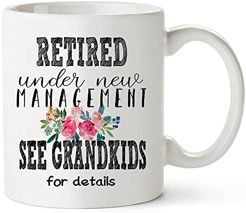 Подароци за пензионирање на дебели бебиња За Жени, Пензионирани Под Ново Раководство Видете Внуци За Детали Шолја За Кафе, Среќна