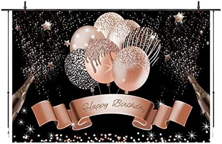 Среќен роденден позадини девојки жени розово злато сјај Бокех балони роденденска забава позадина шампањски панделки роденденска
