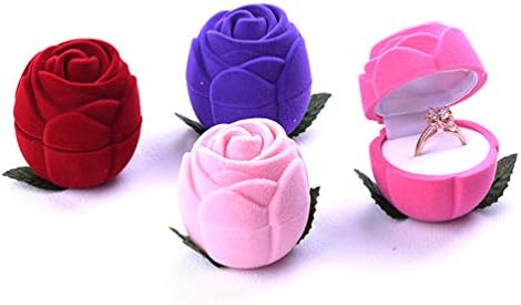 VORCOOL 4pcs Роза Облик Прстен Кутија Денот На Вљубените Накит Подарок Кутија Фланелен Мал Случај За Обетка Предлог Ангажман