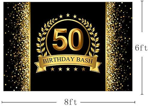 Mehofoto сјајно злато и црно фото студио штанд позадина Среќна 50 -ти роденден баш забава за забави Банер позадини за фотографија