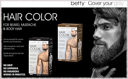 Бети Покријте Ја Вашата Сива Боја На Машка Коса За Брада, мустаќи &засилувач; Влакна На Телото-Црна