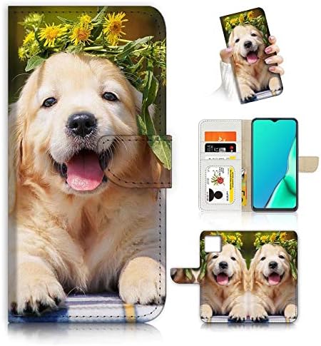 за iPhone 11 Pro Max, Дизајниран Флип Паричник Телефон Случај Покритие, А24804 Кученце Куче Златен Ретривер 24804